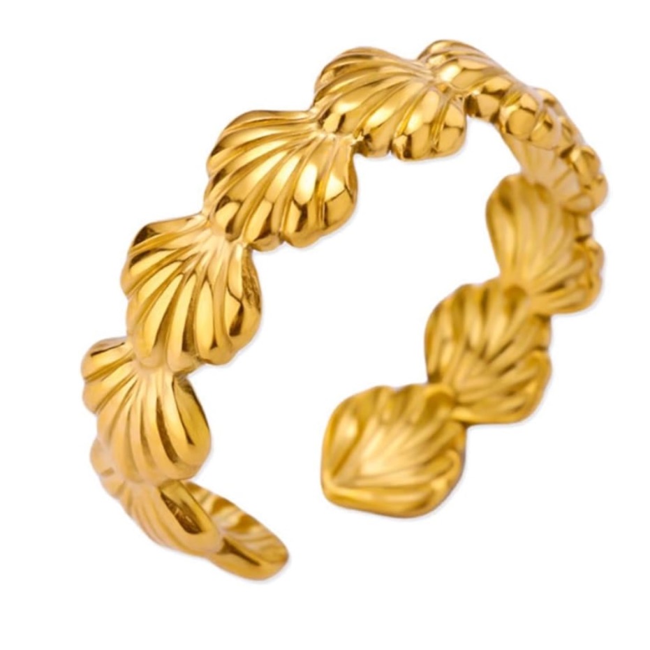 Gold Shell Cuff Ring | Adjustable